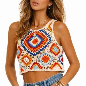 Altar'd State Multicolor Crochet Crop Top